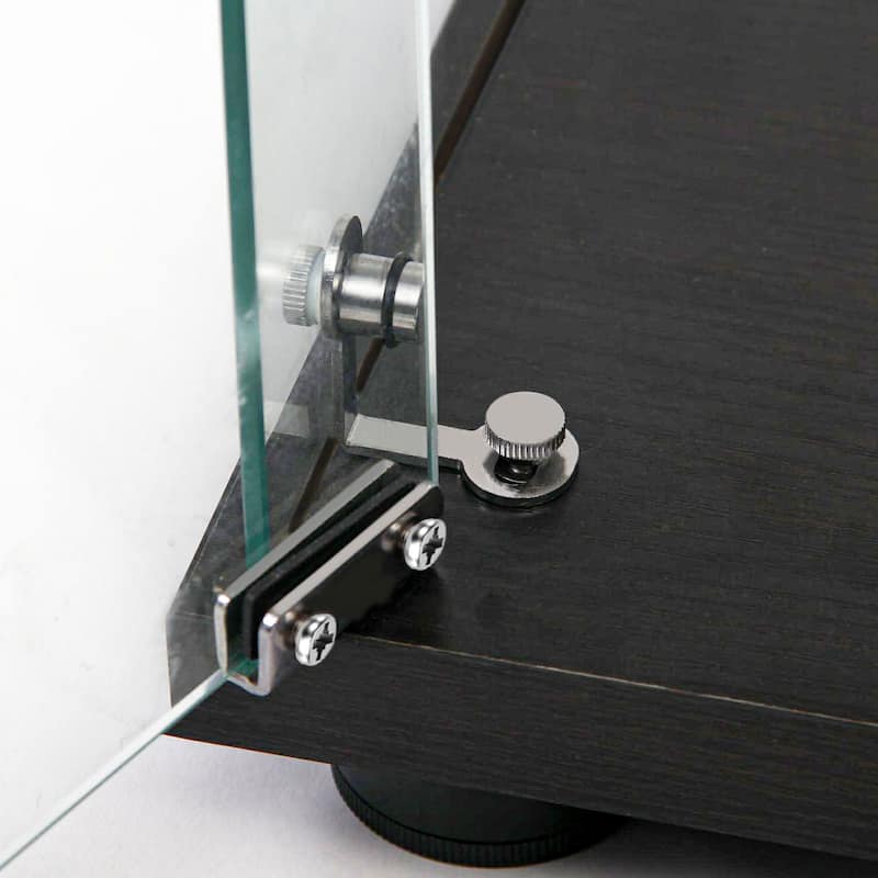 Glass Display Cabinet,Wine Cabinet,File Cabinet with Bluetooth LED Light Strips,Tempered Glass Top, Lock on Door Wheels