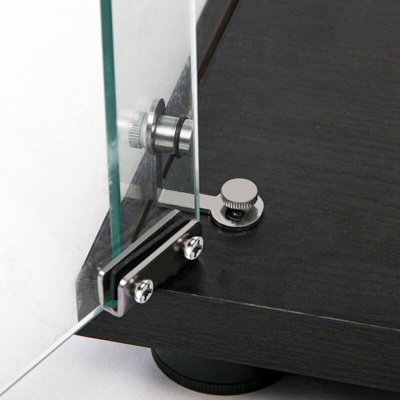 Tempered Glass Display Cabinet,Wine Cabinet,Storage Cabinet with Bluetooth LED Light Strips, Lock on Door, Tempered Glass Top
