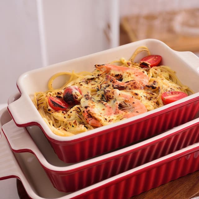 MALACASA Series Bake.Bake, Rectangle Porcelain Bakeware Set