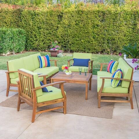 Perla Outdoor Acacia Wood 9-piece Sofa Set by Christopher Knight Home