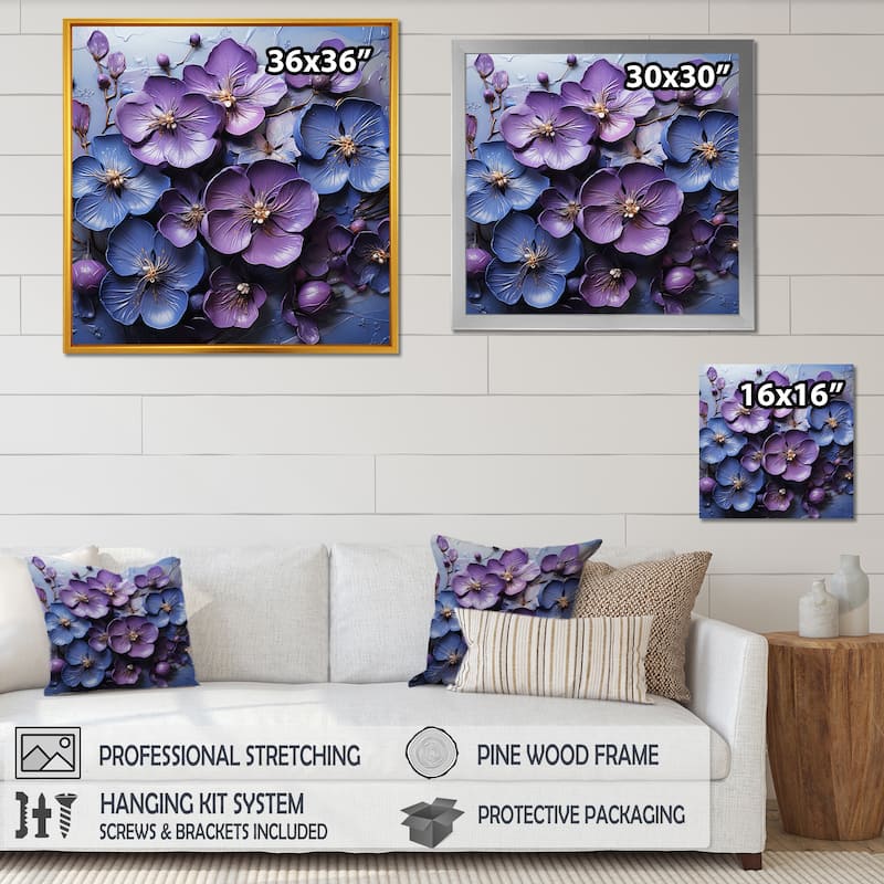 Designart "Royal Elegance " Violets Framed Canvas Prints