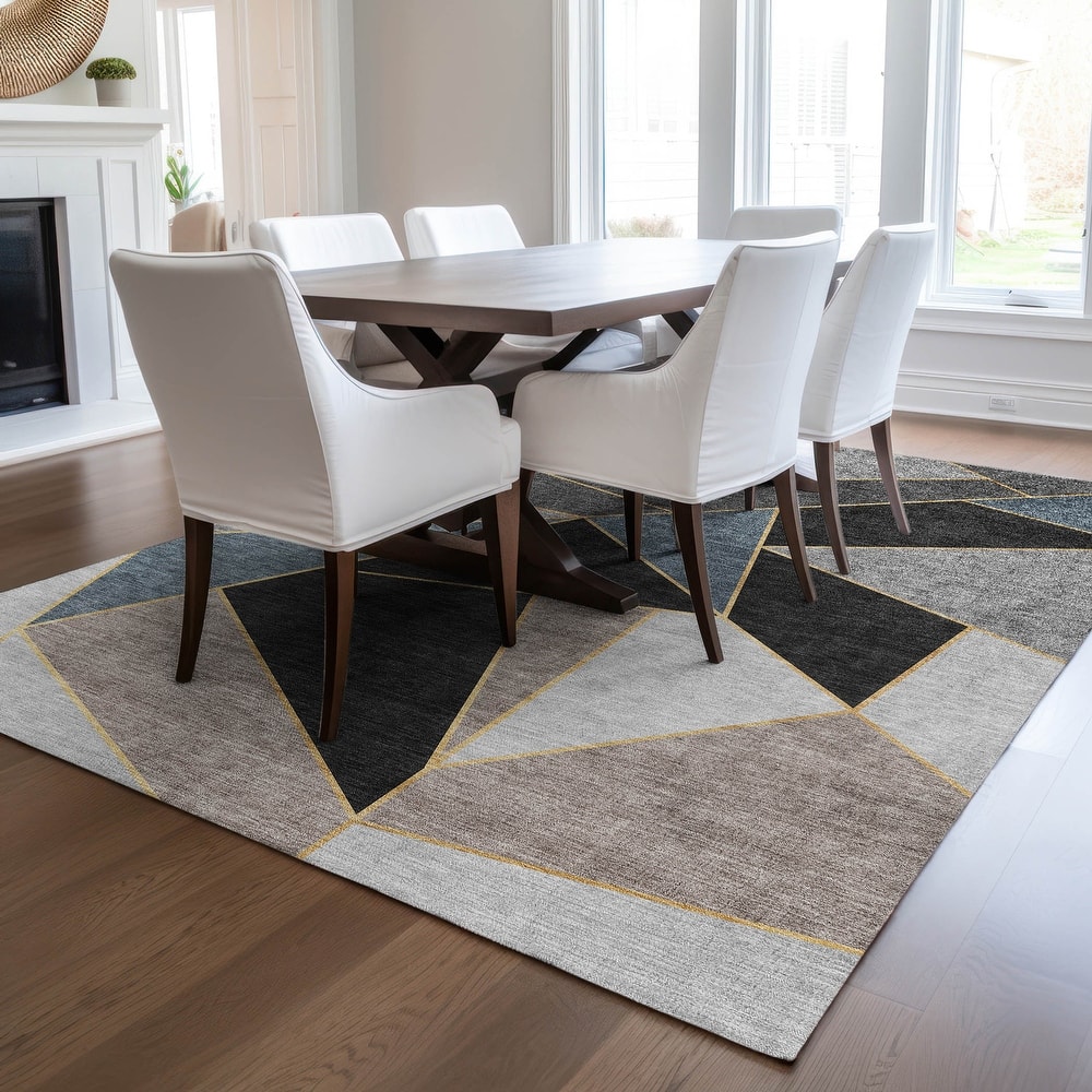 Machine Washable Indoor/ Outdoor Chantille Contemporary Mosaic Rug