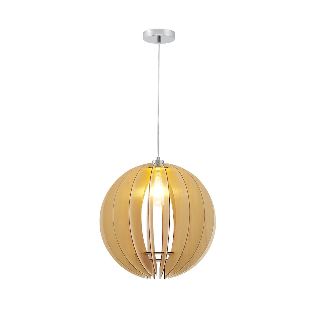 Transitional 1-Light Wood ORB Pendant