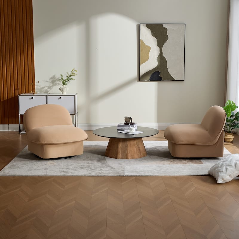 Pumpkin-Shaped Swivel Chair, 360-Degree Swivel Accent Chair for Living Room Bedroom Office