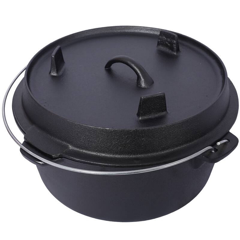 Pre-Seasoned Cast Iron Dutch Oven,Skillet Lid for Campfire BBQ Baking