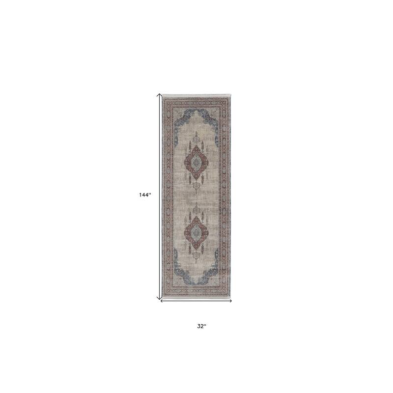 Weviq Power Loomed Floral Stain Resistant Area Rug By HomeRoots - 12' Runner