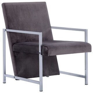 vidaXL Armchair with Chrome Feet Dark Gray Velvet - 20.9" x 27.2" x 28.7"