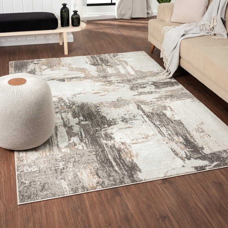 Luxe Weavers Soft Distressed Abstract Area Rug - 8' x 10' - Beige