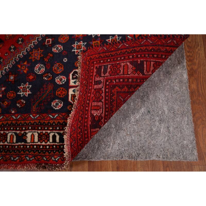 Hand Knotted Oriental 100% Wool Carpet Traditional Tribal Red Shiraz Area Rug - 9' 8'' X 6' 7''