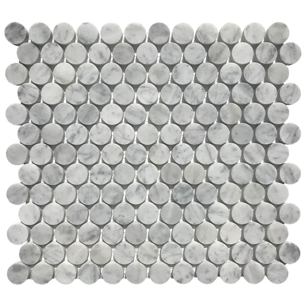 Carrara Marble Penny Round Honed Mosaic Tile