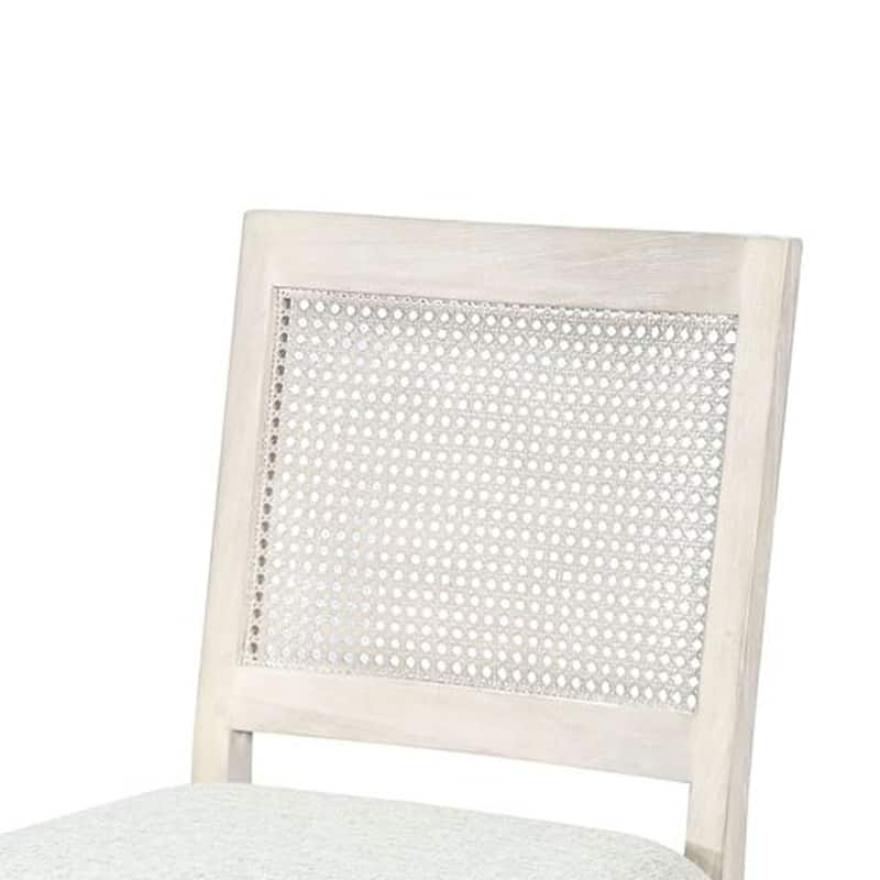 Zemi Dining Chair Set of 2, Rattan Back, Beige, Light Gray Solid Wood