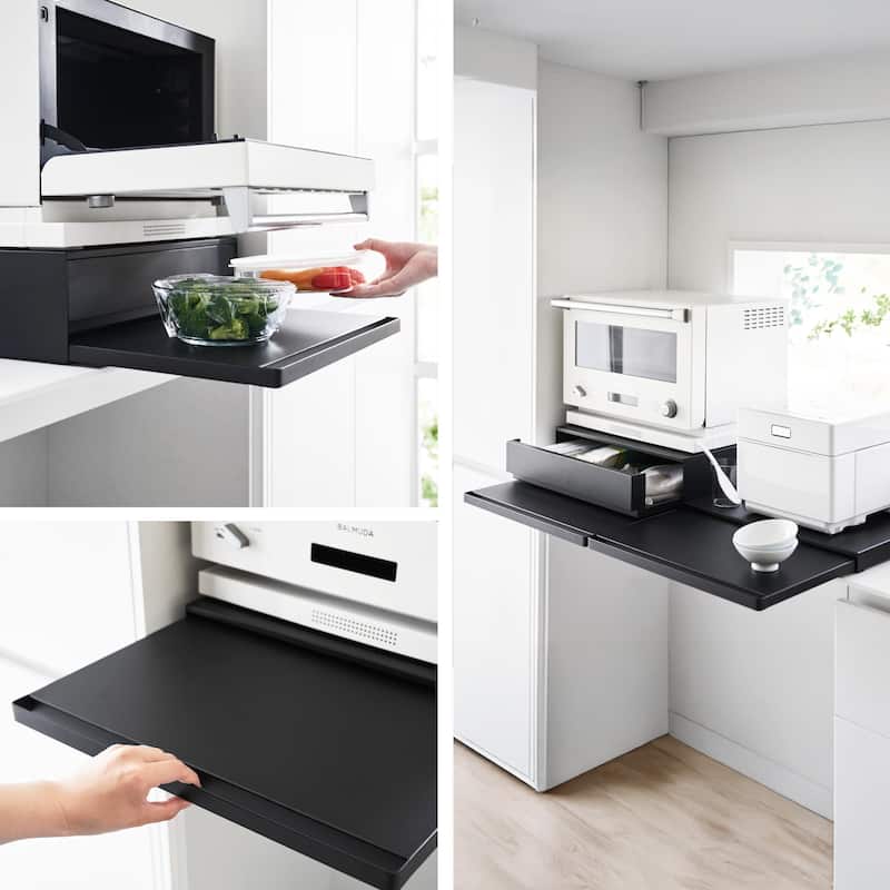 Yamazaki Home Countertop Drawer with Pull-Out Shelf, Steel, Holds 37 lbs - L 15.47 x W 17.72 x H 5.31 inches