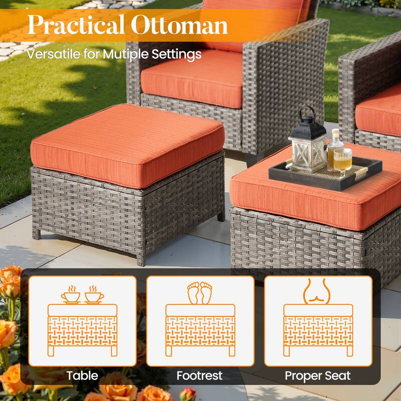 HOOOWOOO 10-piece Patio Furniture Set with Swivel Rocking Chairs Wicker Conversation Set