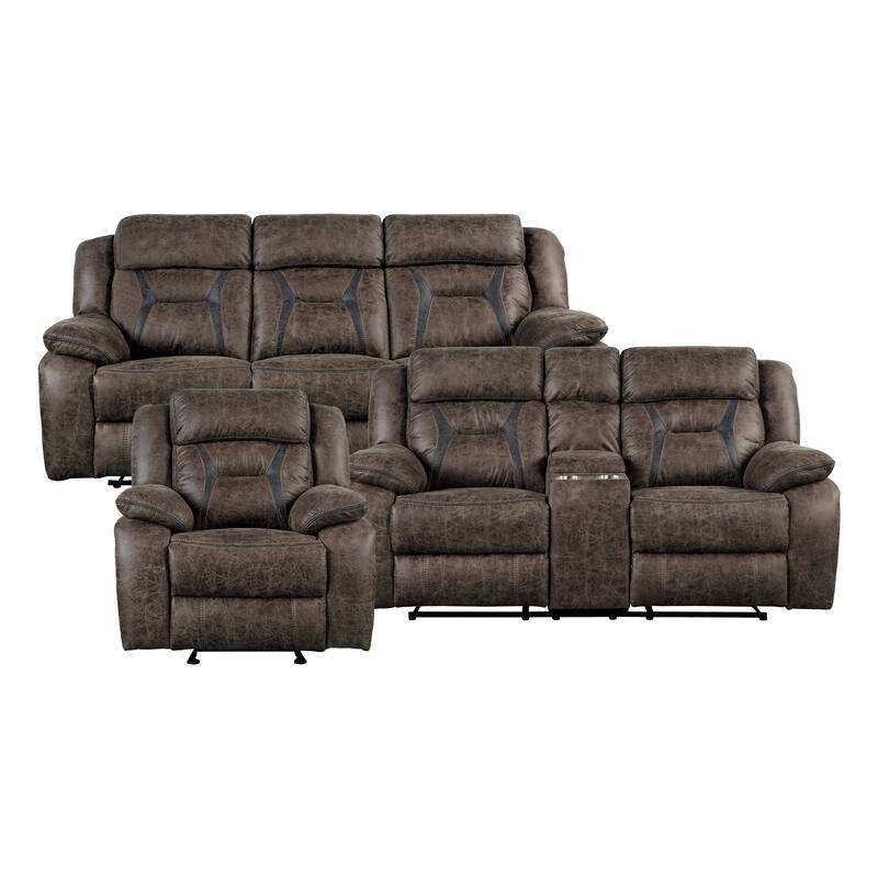 Avondale 3-Piece Reclining Living Room Set - Dark Brown