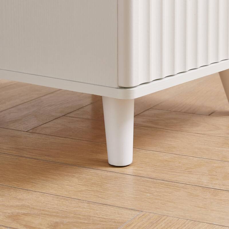 Modern Bedside Table with Gun Drawer,Bedside Table with Charging Station, 2 Drawers and Open Shelf,Side Table for Bedroom