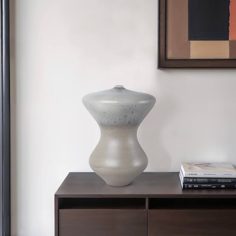 Pottery Vase Sculptural Curved Silhouette Handcrafted Artesa Trend - 16" x 16" x 22.25"