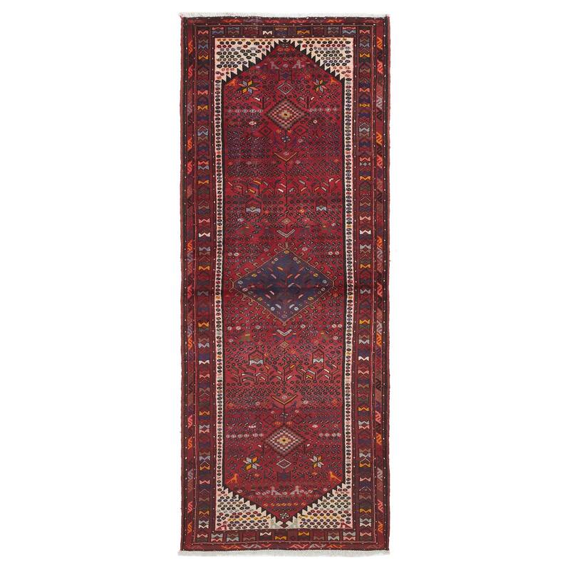 ECARPETGALLERY Hand-knotted Andelz Red Wool Rug - 3'5 x 9'5