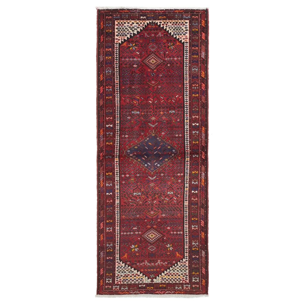 ECARPETGALLERY Hand-knotted Andelz Red Wool Rug - 3'5 x 9'5