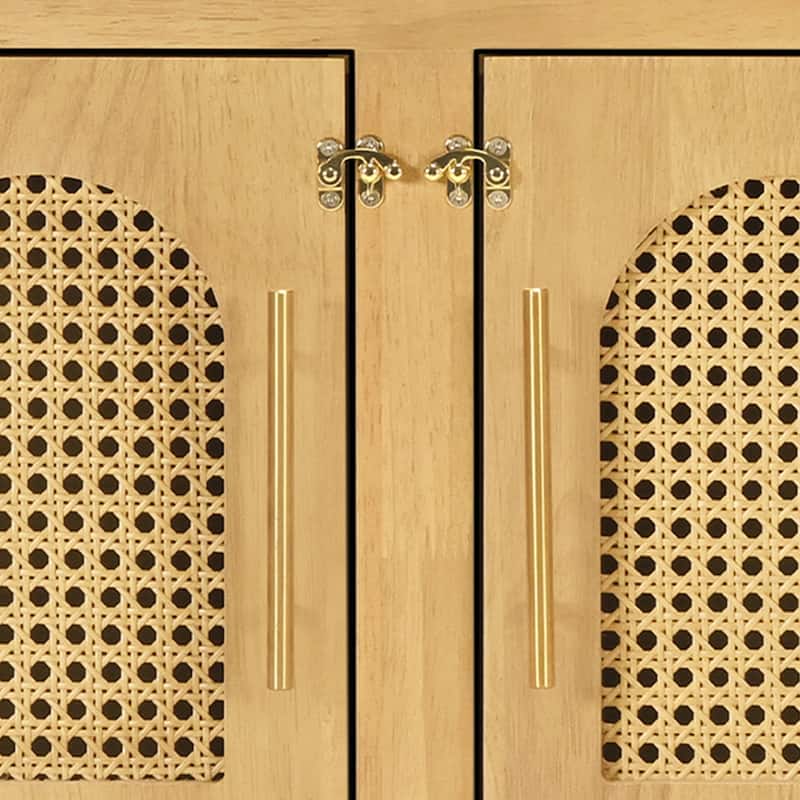 Christopher Knight Home - 47"W Rubber Wood Dog Crate Cabinet with Rattan Doors & Storage