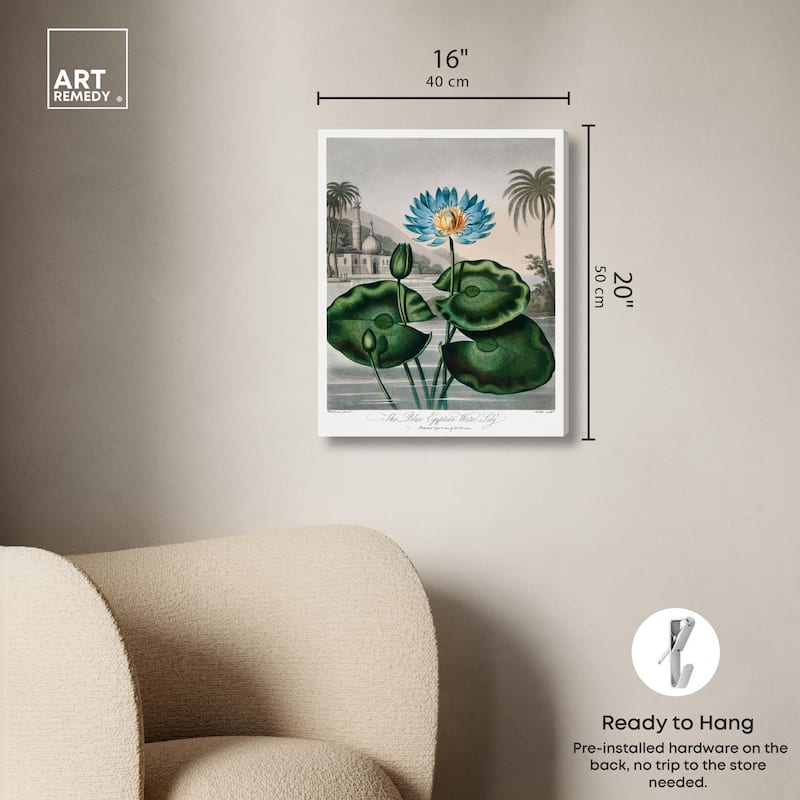 Blue Egyptian Water-Lily Canvas by Art Remedy, Gallery Wrapped