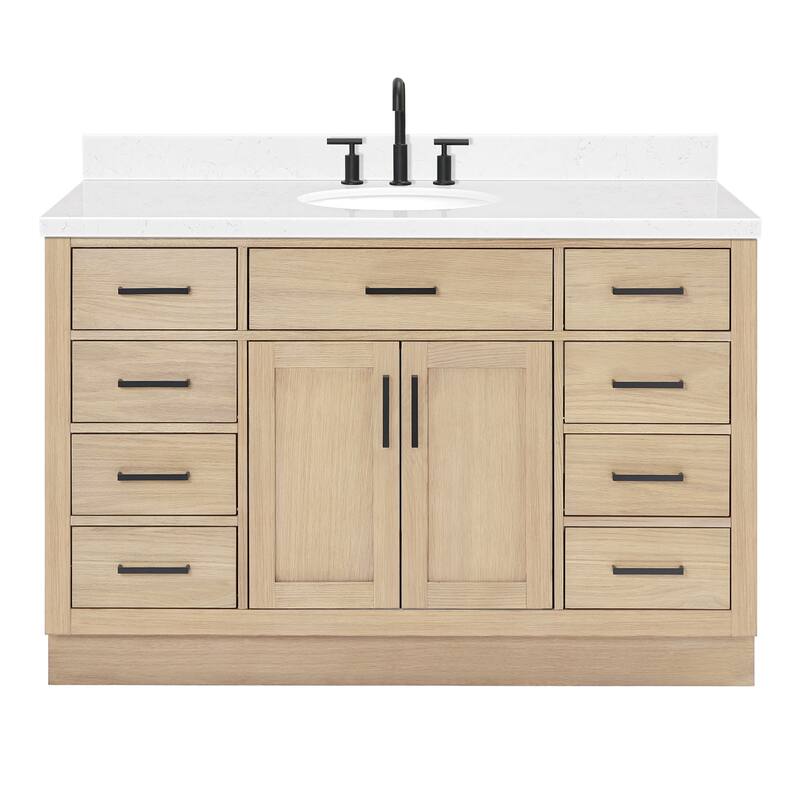 Ariel T054SCQOVO Hepburn 54" Free Standing Single Basin Vanity Set - Oak
