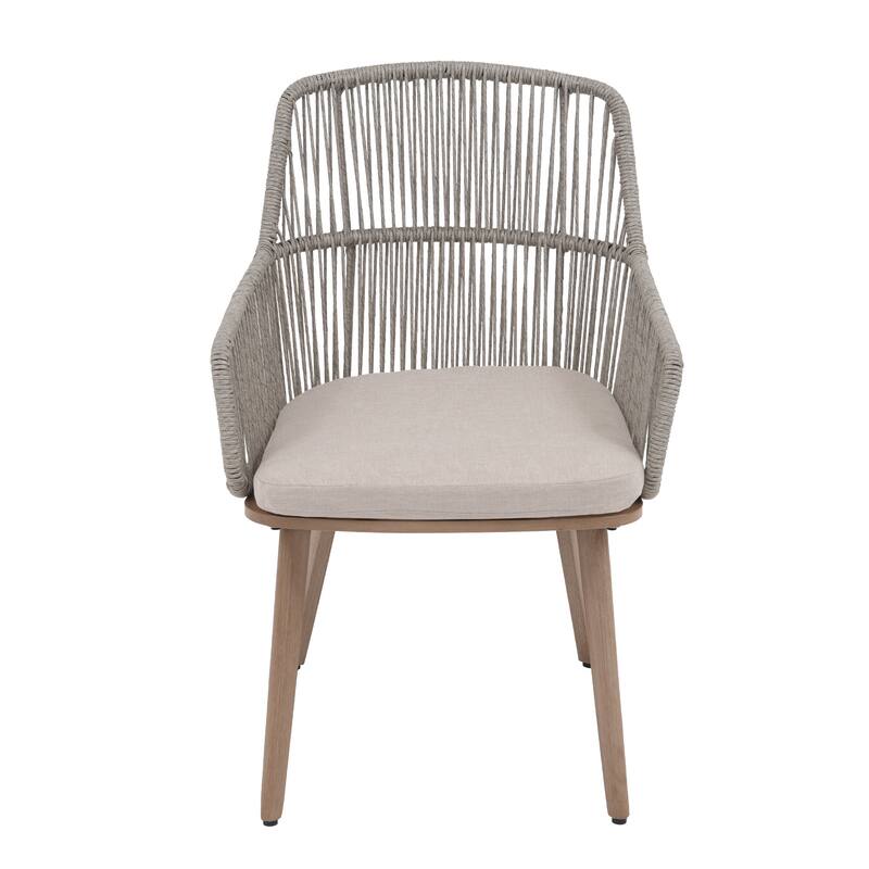 Outdoor 2-piece Dining PE Wicker Arm Chair with Cushion