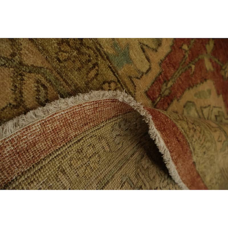 Hand Knotted Oriental 100% Wool Carpet Traditional Floral Oranges & Rust Heriz (serapi) Area Rug - 12' 0'' X 9' 0''