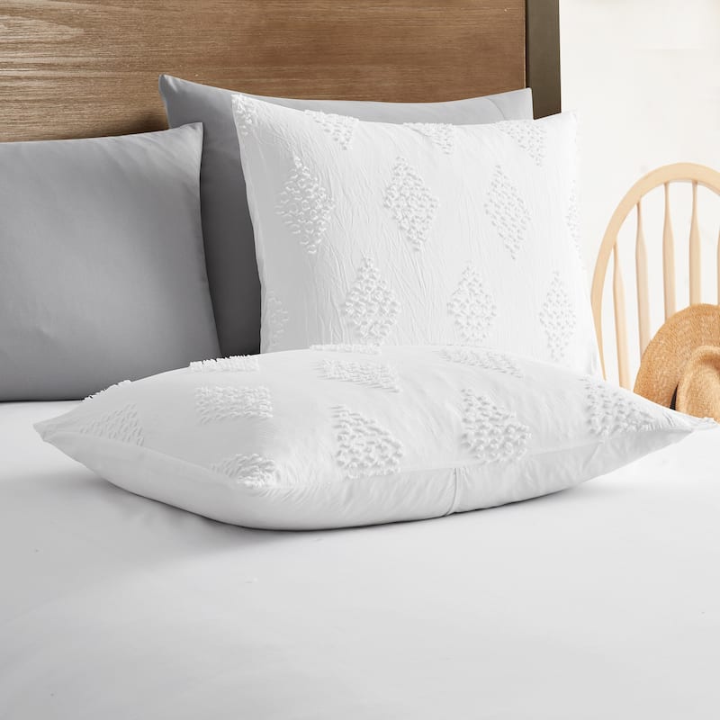 Nestl Boho Tufted Embroidery Double Brushed Duvet Cover with Button Closure
