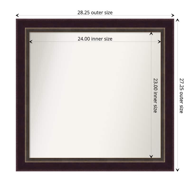 Signore Bronze Framed Non-Beveled Custom Wall Mirror, Bathroom Vanity Mirror - Outer Size: 28.25 x 27.25