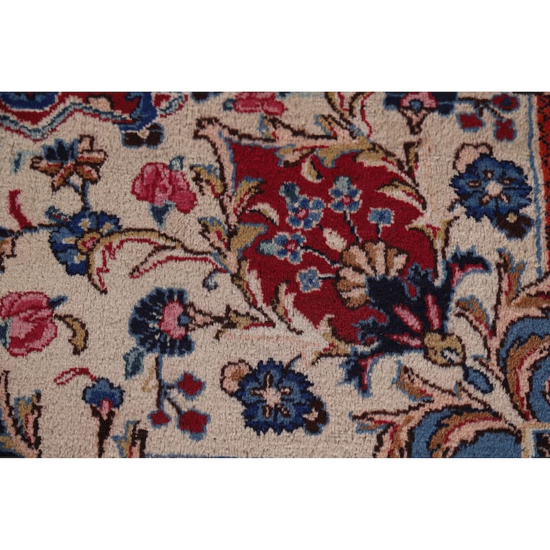 Hand Knotted Oriental 100% Wool Carpet Traditional Floral Red Mashad Area Rug - 12' 11'' X 10' 1''