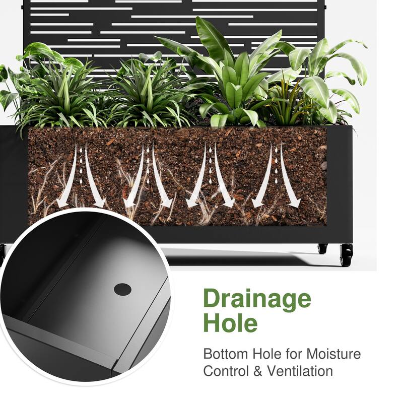 Raised Garden Bed Planter with Trellis Movable Planter Box with Lockable Wheels