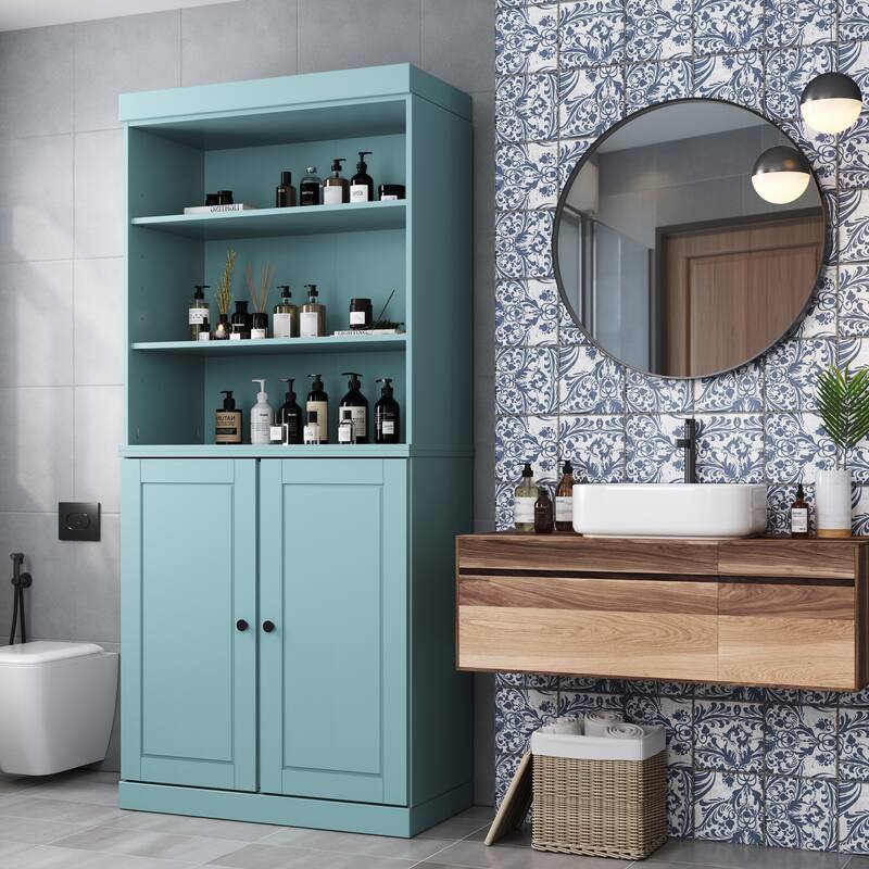 100% Solid Wood 32" Bathroom Cabinet with Optional Doors, 2-Drawers by Palace Imports