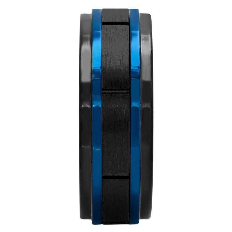 Steel Nation Stainless Steel Black and Blue 8mm Band
