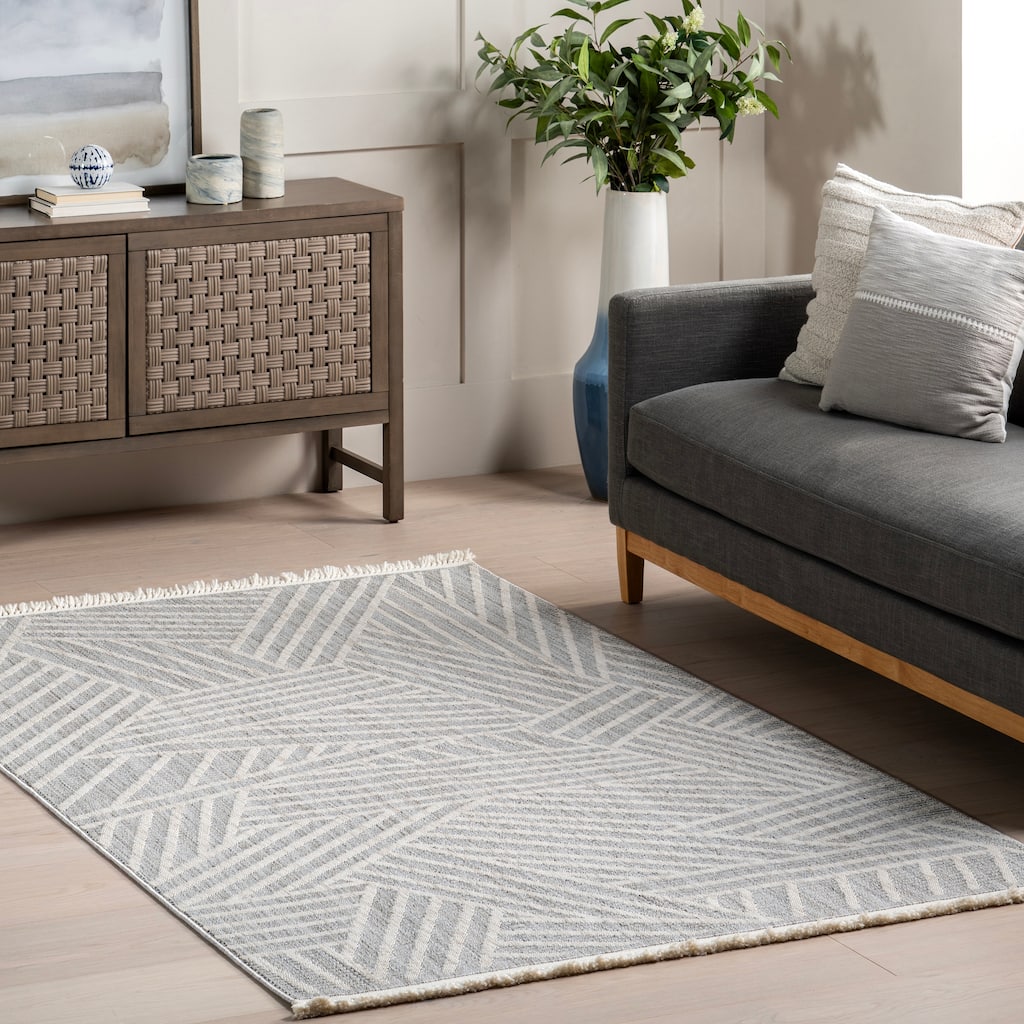 Nuloom Esmeray Modern Geometric Tasseled Area Rug.