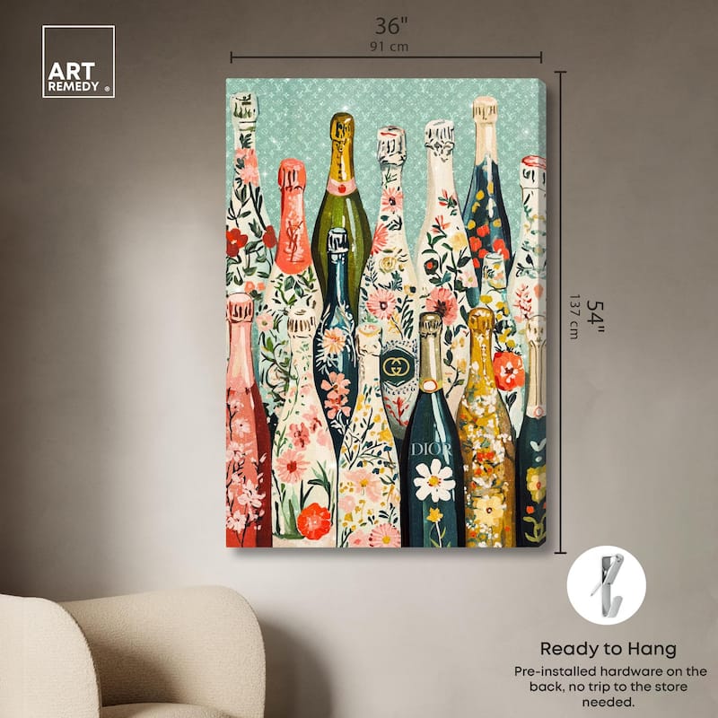 Floral Collection Bottles Canvas by Art Remedy, Gallery Wrapped