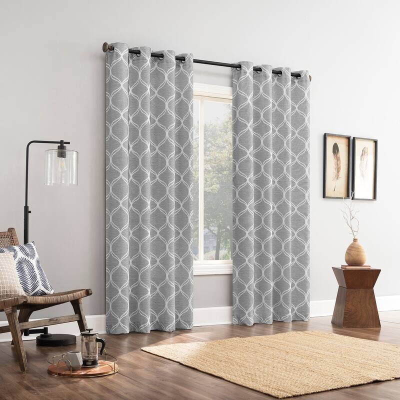 Sun Zero Tikal Woven Ogee Total Blackout Grommet 1-Piece Curtain Panel, Single Panel