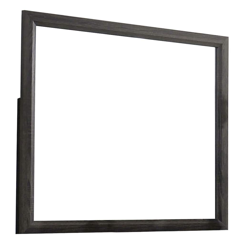39 Inch Contemporary Wooden Frame Mirror, Gray