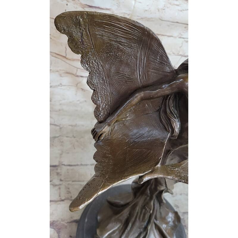 Young Butterfly Girl Rising Up From Flowing Robe With Arms Extended Bronze Gift