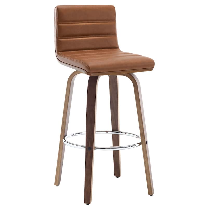 Faux Leather & Wood Swivel Bar Stools/ Counter Stool Set of 2