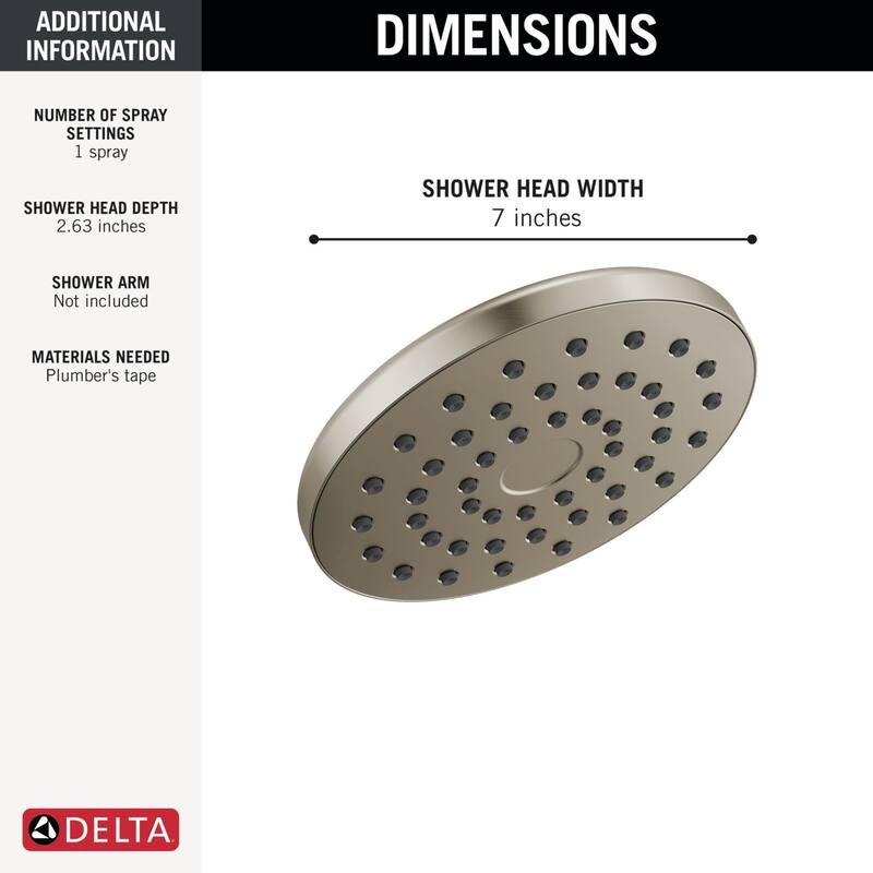 Delta 52101-25 PivotPro 2.5 GPM Single Function Raincan Shower Head - Lumicoat Stainless