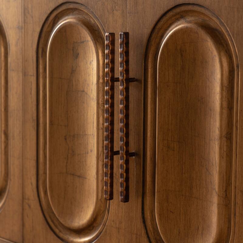 Roomfitters Modern Wood Sideboard Buffet Cabinet, 4-Door Storage Console with Adjustable Shelf for Dining or Entryway, Natural