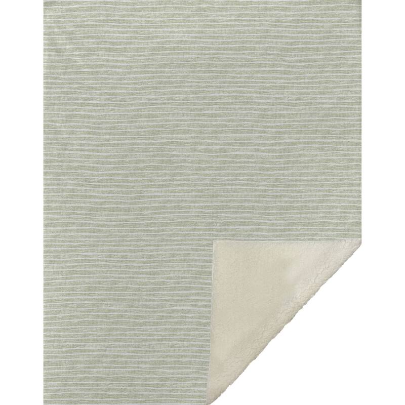 HomeRoots 50" X 70" Mint Green And Ivory Striped Microfiber Plush Throw Blanket