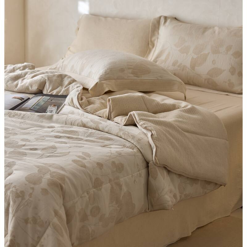 Luna Jacquard Linen Cotton Quilt Set with Pillowcase