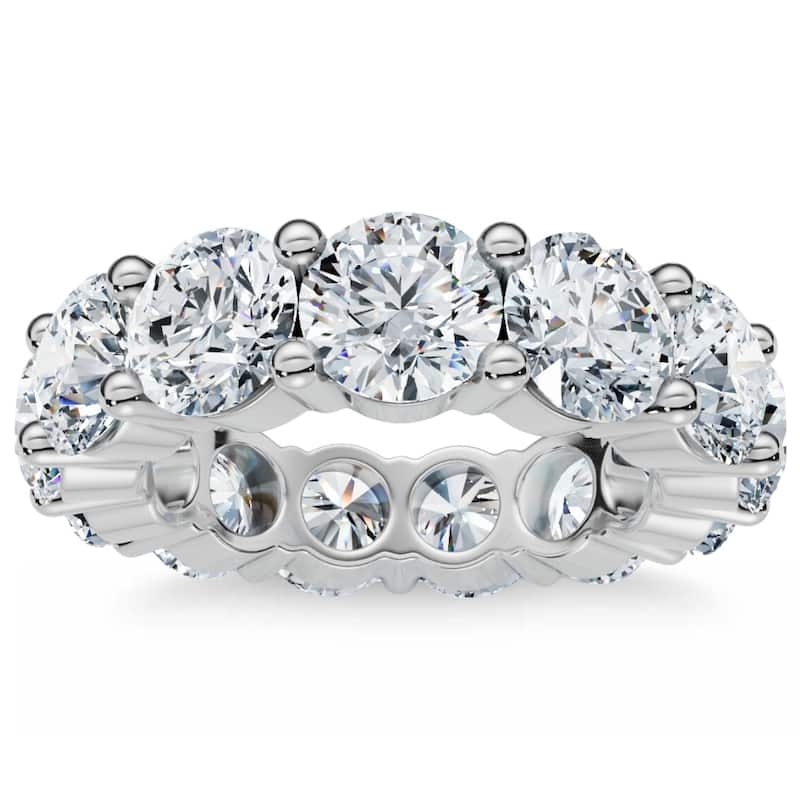 Bliss Diamond 7Ct Diamond Round Cut Eternity Ring Gold Lab Grown Anniversary Band - 5.5 - White