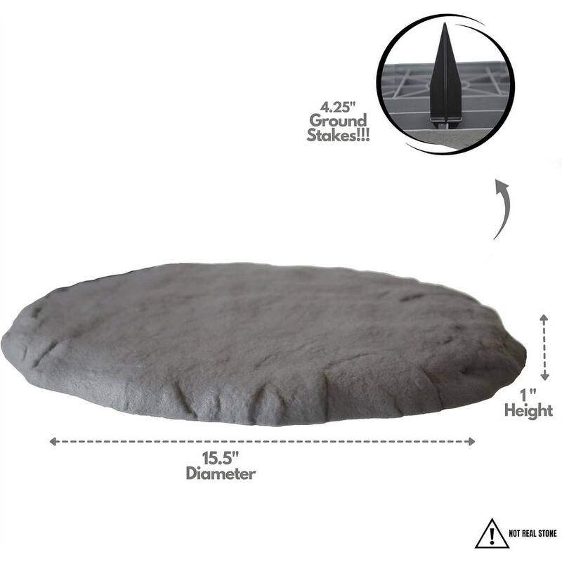 15.5" Circular Stepping Stones, Slate Grey Resin for Outdoor Walkway