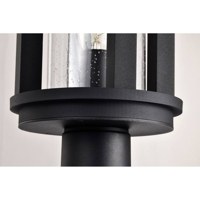 Wilton 1 Light Post Top Matte Black with Clear Seeded Glass