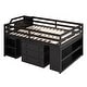 preview thumbnail 60 of 103, Modern Wooden Loft Bed with Retractable Writing Desk and 3 Drawers, Storage Stairs and Shelves
