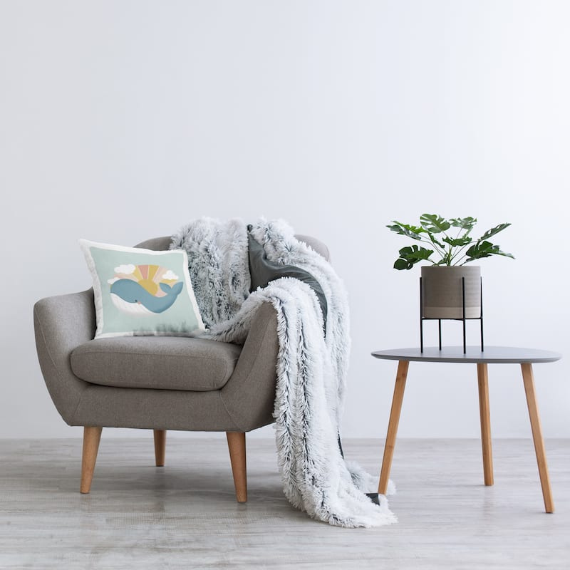 Stupell Whale & Sunshine Rays Decorative Printed Throw Pillow Design by Sarah Hickman