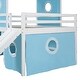 preview thumbnail 30 of 28, Playhouse Full Size Loft Bed with Slide Pink Tent and Tower for Kids