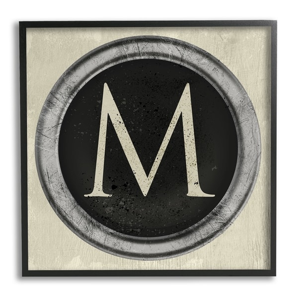 slide 2 of 29, Stupell Letter M Initial Vintage Shape Typewriter Key Framed Wall Art - Beige 24 x 24 - Black